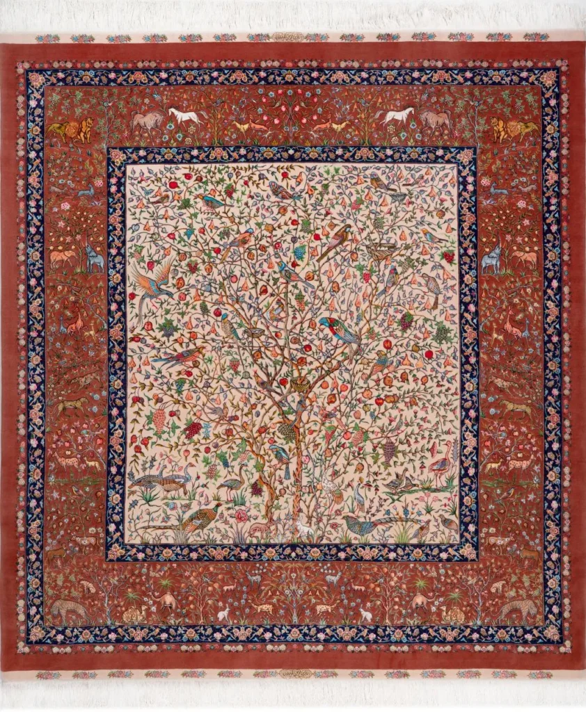 Tree of Secrets | Fine Wool & Natural Silk Qom Carpet